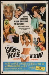 7b288 GHOST IN THE INVISIBLE BIKINI 1sh 1966 Boris Karloff + sexy girls & wacky horror images!