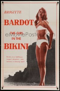 7b293 GIRL IN THE BIKINI 1sh 1958 sexy full-length Brigitte Bardot in skimpy swimsuit!