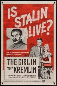 7b294 GIRL IN THE KREMLIN 1sh 1957 Zsa Zsa Gabor, Stalin's weird fetishism, strange rituals!