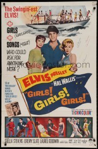 7b297 GIRLS GIRLS GIRLS 1sh 1962 Elvis Presley, Stella Stevens & boat full of sexy girls!