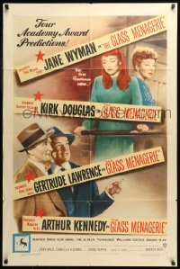 7b299 GLASS MENAGERIE 1sh 1950 Jane Wyman thinks she loves Kirk Douglas, Tennessee Williams!