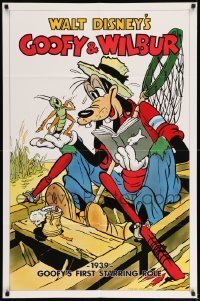 7b307 GOOFY & WILBUR 1sh R1990s Walt Disney, great art of Goofy going fishing from original poster!