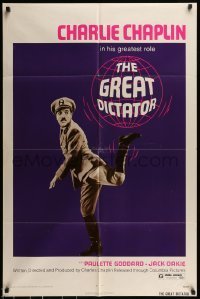 7b310 GREAT DICTATOR 1sh R1972 Charlie Chaplin directs and stars, wacky WWII comedy!