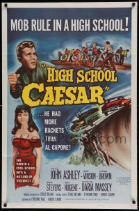 7b342 HIGH SCHOOL CAESAR 1sh 1960 teen gangster had more rackets than Al Capone, hot Daria Massey!