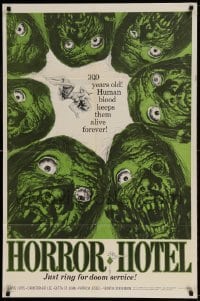 7b351 HORROR HOTEL 1sh 1960 artwork of Christopher Lee, English horror!