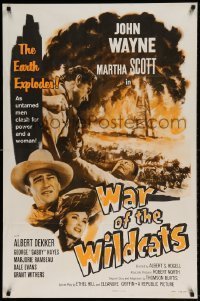 7b390 IN OLD OKLAHOMA 1sh R1959 John Wayne, Martha Scott, cool artwork, War of the Wildcats!