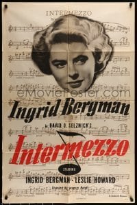 7b397 INTERMEZZO 1sh R1956 beautiful Ingrid Bergman is in love with violinist Leslie Howard!