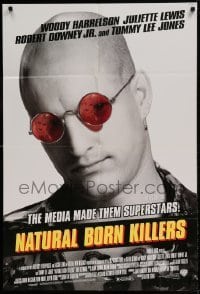 7b562 NATURAL BORN KILLERS style B DS 1sh 1994 cult classic, Harrelson, cool white tagline design!