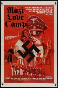 7b564 NAZI LOVE CAMP 1sh 1977 classic bad taste image of tortured girls & swastika!