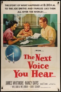 7b567 NEXT VOICE YOU HEAR 1sh 1950 James Whitmore, Nancy Davis & God on the radio!