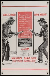 7b569 NIGHT PASSAGE military 1sh R1960s best full-length art of Jimmy Stewart & Audie Murphy!