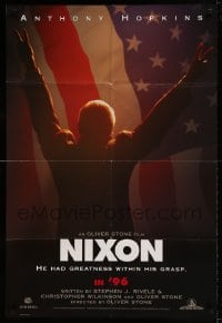 7b575 NIXON teaser DS 1sh 1995 Anthony Hopkins as Richard Nixon, directed by Oliver Stone!