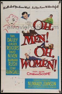7b586 OH MEN OH WOMEN 1sh 1957 Dan Dailey, Ginger Rogers, David Niven, Barbara Rush