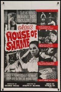 7b589 OLGA'S HOUSE OF SHAME 1sh 1964 rough sex, wild images of bound girls in peril!
