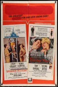 7b595 OPERATION PETTICOAT/PILLOW TALK 1sh 1964 Cary Grant, Tony Curtis, Rock Hudson & Doris Day!