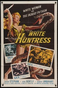 7b600 OUTLAW SAFARI 1sh R1957 great artwork of super sexy White Huntress vs deadly python!