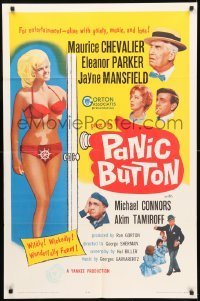 7b606 PANIC BUTTON 1sh 1964 Maurice Chevalier, sexy Jayne Mansfield in bikini!