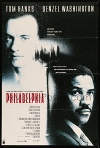 7b616 PHILADELPHIA int'l DS 1sh 1993 Tom Hanks, Denzel Washington, directed by Jonathan Demme!