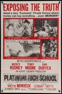 7b623 PLATINUM HIGH SCHOOL 1sh 1960 the inside story of a school where money can buy murder!