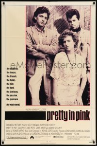 7b639 PRETTY IN PINK 1sh 1986 great portrait of Molly Ringwald, Andrew McCarthy & Jon Cryer!