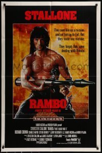 7b661 RAMBO FIRST BLOOD PART II int'l 1sh 1985 no law, no war can stop Sylvester Stallone!