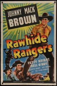 7b667 RAWHIDE RANGERS 1sh 1941 Texas Rangers, Johnny Mack Brown, Fuzzy Knight!