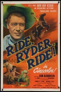 7b687 RIDE RYDER RIDE 1sh 1949 by Jim Bannon in the title role as Red Ryder!