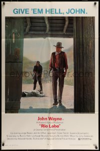 7b691 RIO LOBO 1sh 1971 Howard Hawks, Give 'em Hell, John Wayne, great cowboy image!
