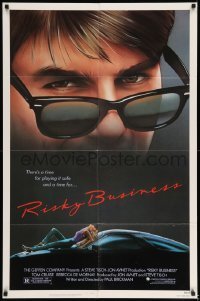 7b693 RISKY BUSINESS 1sh 1983 classic close up art of Tom Cruise in cool shades by Drew Struzan!