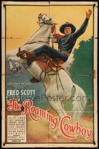 7b695 ROAMING COWBOY 1sh 1937 Fred Scott, the silvery voiced baritone cowboy on horse!