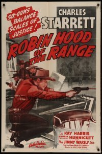 7b697 ROBIN HOOD OF THE RANGE 1sh 1943 action ace Charles Starrett foils land-grabbers!