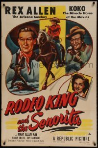 7b702 RODEO KING & THE SENORITA 1sh 1951 Arizona Cowboy Rex Allen & Koko the Miracle Horse!