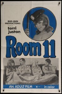 7b708 ROOM 11 1sh 1970 x-rated, sexy policewoman Terri Juston with two guys and another girl in bed!