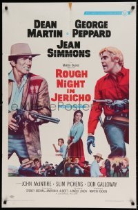 7b710 ROUGH NIGHT IN JERICHO style A 1sh 1967 Dean Martin & George Peppard with guns drawn!