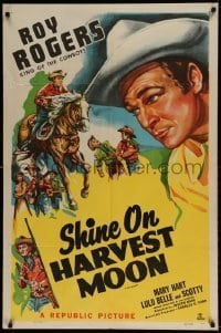 7b711 ROY ROGERS 1sh 1948 western art of the star & Trigger, Shine on Harvest Moon!