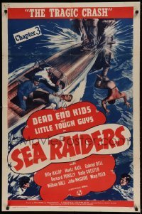 7b730 SEA RAIDERS chapter 3 1sh 1941 Dead End Kids serial, The Tragic Crash, cool action art, rare!