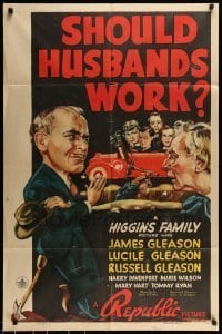 7b753 SHOULD HUSBANDS WORK 1sh 1939 Higgins Family in car watching roadworker digging with pick!