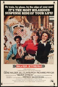 7b761 SILVER STREAK style A int'l 1sh 1976 art of Gene Wilder, Richard Pryor & Clayburgh by Gross!