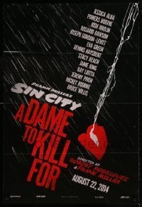 7b764 SIN CITY A DAME TO KILL FOR teaser DS 1sh 2014 Frank Miller & Rodriguez, art of smoking lips!