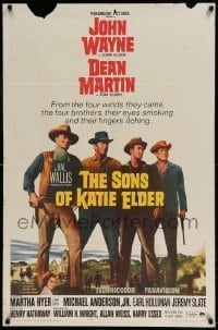 7b783 SONS OF KATIE ELDER 1sh 1965 line up of John Wayne, Dean Martin & more + Martha Hyer!