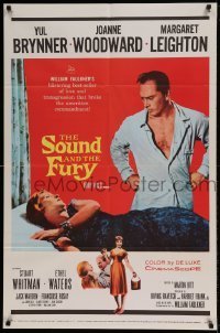 7b787 SOUND & THE FURY 1sh 1959 Martin Ritt, Yul Brynner with hair glares at Joanne Woodward!