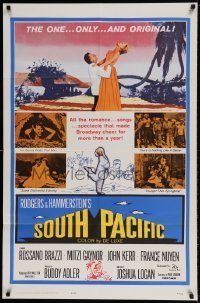 7b789 SOUTH PACIFIC 1sh R1964 Rossano Brazzi, Mitzi Gaynor, Rodgers & Hammerstein musical!