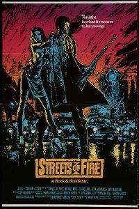 7b809 STREETS OF FIRE 1sh 1984 Walter Hill directed, Michael Pare, Diane Lane, artwork by Riehm!