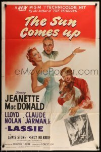7b816 SUN COMES UP 1sh 1948 art of Jeanette MacDonald, Claude Jarman Jr., Lassie & Lloyd Nolan!