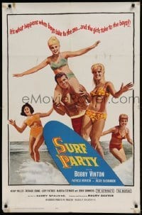 7b824 SURF PARTY 1sh 1964 when Beach Boys meet Surf Sweeties, it's a real swingin' splash of fun!