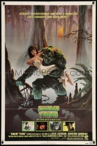 7b826 SWAMP THING NSS style 1sh 1982 Wes Craven, Hescox art of him holding sexy Adrienne Barbeau!