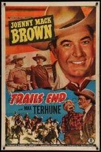 7b912 TRAIL'S END 1sh 1949 cowboys Johnny Mack Brown & Max Terhune!