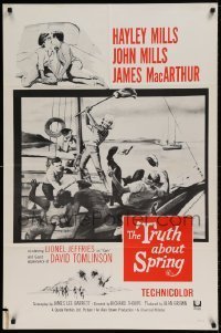 7b920 TRUTH ABOUT SPRING int'l 1sh 1965 daughter Hayley Mills with father John Mills!