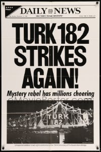 7b921 TURK 182 1sh 1985 Timothy Hutton, Robert Urich, Kim Cattrall, newspaper design!