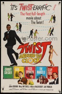 7b924 TWIST AROUND THE CLOCK 1sh 1962 Chubby Checker in the first full-length Twist movie!